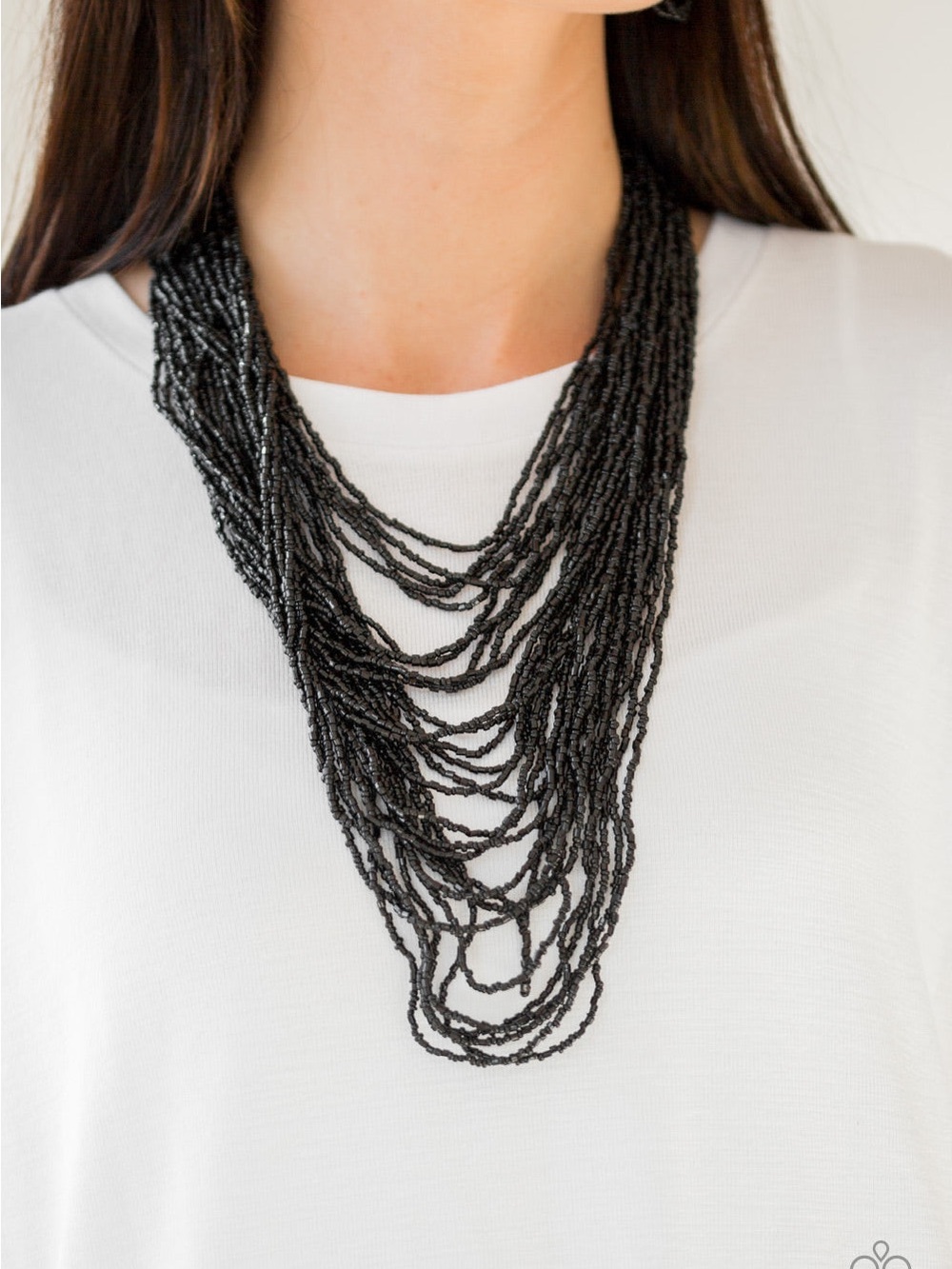 Paparazzi Dauntless Dazzle Black Layered Seed Bead Necklace